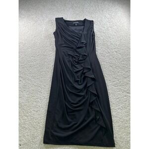 Enfocus Studio Women's Black Sleeveless Ruffle Detail Dress Size 4
